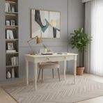 Wooding Mobilya 100 cm Masif Krem Tornalı Çalışma Masası - 100x60