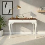 Wooding Mobilya 100 cm Masif Rustik Beyaz Ceviz Çalışma Masası - 100x60 - Beyaz - Ceviz