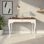 Wooding Mobilya 100 Cm Masif Rustik Beyaz Ceviz Çalışma Masası Beyaz - Ceviz