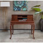 Wooding Mobilya 100 cm Raflı Çekmeceli Ceviz Masif Çalışma Masası - 100 x 60 Cm