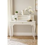Wooding Mobilya 110 Cm 5 Çekmeceli Masif Beyaz Raflı Çalışma Masası
