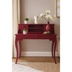 Wooding Mobilya 110 Cm 5 Çekmeceli Masif Bordo Raflı Çalışma Masası