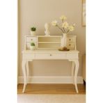 Wooding Mobilya 110 cm 5 Çekmeceli Masif Krem Raflı Çalışma Masası - 110x70 Cm
