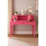Wooding Mobilya 110 cm 5 Çekmeceli Masif Pembe Raflı Çalışma Masası - 110x70 Cm