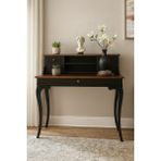 Wooding Mobilya 110 cm 5 Çekmeceli Masif Siyah Ceviz Raflı Çalışma Masası - Siyah - Ceviz - 110x70 Cm