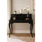 Wooding Mobilya 110 Cm 5 Çekmeceli Masif Siyah Raflı Çalışma Masası