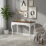 Wooding Mobilya 110 cm Masif Rustik Beyaz Ceviz Çalışma Masası - 110x70 - Beyaz - Ceviz