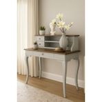 Wooding Mobilya 120 cm 5 Çekmeceli Masif Gri Ceviz Raflı Çalışma Masası - 120x80 Cm - Gri - Ceviz