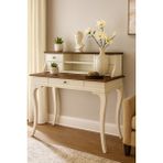 Wooding Mobilya 120 cm 5 Çekmeceli Masif Krem Ceviz Raflı Çalışma Masası - 120x80 Cm - Krem - Ceviz