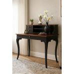 Wooding Mobilya 120 cm 5 Çekmeceli Masif Siyah Ceviz Raflı Çalışma Masası - 120x80 Cm - Siyah - Ceviz