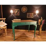 Wooding Mobilya Wooding 120 Cm Çekmeceli Masif Yeşil Naturel Çalışma Masası Yeşil - Naturel