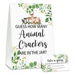 Woodland Guess How Many Animal Crackers Are In The Jar Baby shower Oyun Kartları, Orman Safari Temalı Bebek Partisi Oyunları-1 İşaret ve 50 Kart - Bebek partisi Parti Dekorasyon Malzemeleri-C09