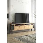 Wood'n Love Atlanta Metal Ayaklı Tv Ünitesi - Atlantik Çam / Siyah - Atlantik Çam - Siyah