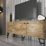 Wood'n Love Bello Tv Ünitesi, Metal Ayak, Atlantik Çam Siyah, 160 Cm