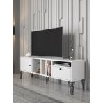 Wood'n Love Cercei Beyaz Siyah Metal Ayaklı Tv Ünitesi