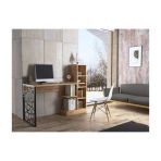Woodn Love Elektra Kitaplıklı Metal Ayaklı Çalışma Masası - Atlantik Çam / Siyah Teşhir