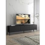 Wood'n Love Etna Premium Metal Ayaklı Dolaplı 180 Cm Tv Ünitesi - Siyah / Siyah