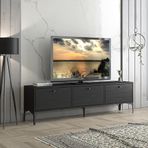 Wood'n Love Etna Premium Metal Ayaklı Dolaplı Wood Siyah 160 Cm Tv Ünitesi