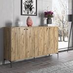 Wood'n Love Hestia 4 Kapaklı Atlantik Çam ve Siyah Metal Ayaklı Çok Amaçlı Dolap Konsol
