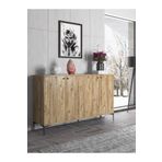 Wood'n Love Hestia 4 Kapaklı Metal Ayaklı 160 Cm Çok Amaçlı Dolap Konsol - Atlantik Çam / Siyah BSM219