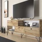 Wood'n Love Katre Tv Ünitesi, Metal Ayak, Atlantik Çam Siyah, 150 Cm