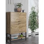 Wood'n Love Lina Atlantik Çam ve Siyah Desenli Metal Ayaklı Dolaplı Vitrin Konsol