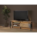Wood'n Love Lotus Led Işıklı Özel Tasarım Metal Ayaklı Tv Ünitesi 140 cm Atlantik Çam Siyah