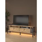 Wood’n Love Luce Plus Eko Led Işıklı Dolaplı Metal Ayaklı Minifiksli Tv Ünitesi - Tv Sehpası 160 Cm Çam