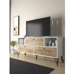 Woodn Love Mia 160 Cm Metal Ayaklı Tv Ünitesi - Konsol - Atlantik Çam - Beyaz / Siyah