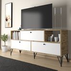 Wood'n Love Mia Metal Ayaklı TV Ünitesi 160 cm Beyaz Atlantik Çam Siyah