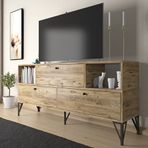 Wood'n Love Mia Tv Ünitesi, Metal Ayaklı, Atlantik Çam Siyah, 160 Cm
