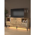 Wood'n Love Mila Led Işıklı Dolaplı Minifiksli 160 CM Konsol - TV Ünitesi Atlantik Çam