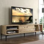 Wood'n Love Milan Metal Ayaklı TV Ünitesi 160 cm Atlantik Çam Siyah