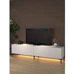 Wood'n Love Napoli 200 CM Led Işıklı Geniş Dolaplı Minifiksli TV Ünitesi Beyaz