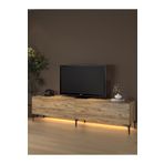 Wood'n Love Napoli 200 Cm Led Işıklı Geniş Dolaplı Minifiksli Tv Ünitesi - Tv Sehpası - Atlantik Çam