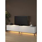 Wood'n Love Napoli 200 Cm Led Işıklı Geniş Dolaplı Minifiksli Tv Ünitesi - Tv Sehpası - Beyaz