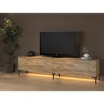 Wood'n Love Napoli Led Işıklı Geniş Dolaplı Tv Ünitesi 200 cm Atlantik Çam