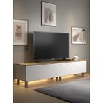 Wood'n Love Nora Bohem 200x42x35 CM 2 Kapaklı Dolaplı Ledli TV Ünitesi Atlantik Çam-Beyaz