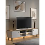 Wood'n Love Nora Bohem Ledli Tv Ünitesi 150 cm 2 Kapaklı 4 Raflı Dolaplı Atlantik Çam / Beyaz