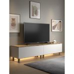 Wood'n Love Nora Bohem Ledli Tv Ünitesi 200 cm 2 Kapaklı Dolaplı Atlantik Çam / Beyaz