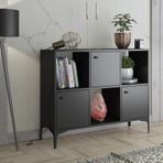 Wood'n Love Orbit Premium 3 Kapaklı Metal Ayaklı Çok Amaçlı Siyah Dolap Konsol