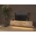 Wood'N Love Rami Duvara Monte Led Işıklı Dolaplı TV Ünitesi Atlantik Çam