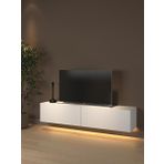 Wood'n Love Rami Duvara Monte Led Işıklı Dolaplı TV Ünitesi Minifiksli Beyaz