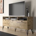 Wood'n Love Rhea Metal Ayaklı Dolaplı TV Ünitesi 160 cm Atlantik Çam Siyah