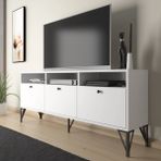 Wood'n Love Rhea Metal Ayaklı Dolaplı TV Ünitesi 160 cm Beyaz Siyah