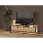 Wood'n Love Roma Led Işıklı Özel Tasarım Metal Ayaklı TV Ünitesi 160 cm Atlantik Çam Siyah