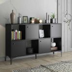 Wood'n Love Satürn Premium 4 Kapaklı Metal Ayaklı Çok Amaçlı Siyah Dolap Konsol
