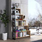 Wood'n Love Silva Metal Merdiven Atlantik Çam-Siyah Kitaplık
