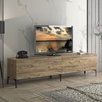 Wood'n Love Vega Dolaplı Metal Ayaklı Tv Ünitesi 200 cm Atlantik Çam Siyah