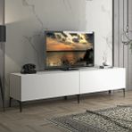Wood'n Love Vega Dolaplı Metal Ayaklı Tv Ünitesi 200 cm Beyaz Siyah